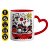 Mug heart red handle, ceramic, 330ml