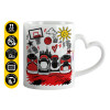 Mug heart handle, ceramic, 330ml