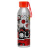 Aluminum Sports Bottle 650ml – Silver with Red Cap and Silicone Strap