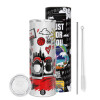Tumbler stainless steel 600ml, with metal straw & cleaning brush