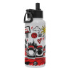 Metal mug thermo White with Straw and Spout Lid (Stainless steel), double wall, 950ml