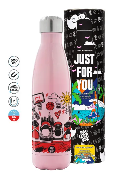 Streetware bascet — Metal mug thermos Pink Iridiscent (Stainless steel), double wall, 500ml