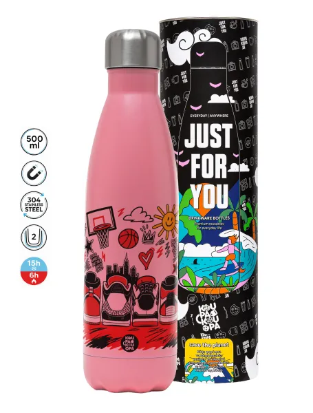 Streetware bascet — Metal mug thermos Pink Mat (Stainless steel), double wall, 500ml