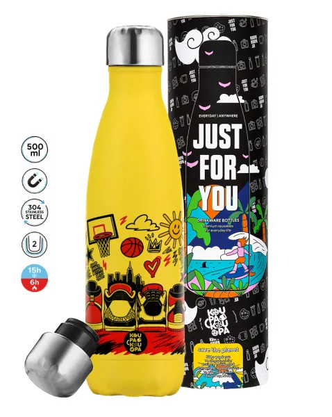 Streetware bascet — Yellow Stainless Steel Metallic Thermos, double-walled, 500ml