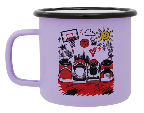 Streetware bascet — Metal enamel mug, matte light pastel purple, 360ml