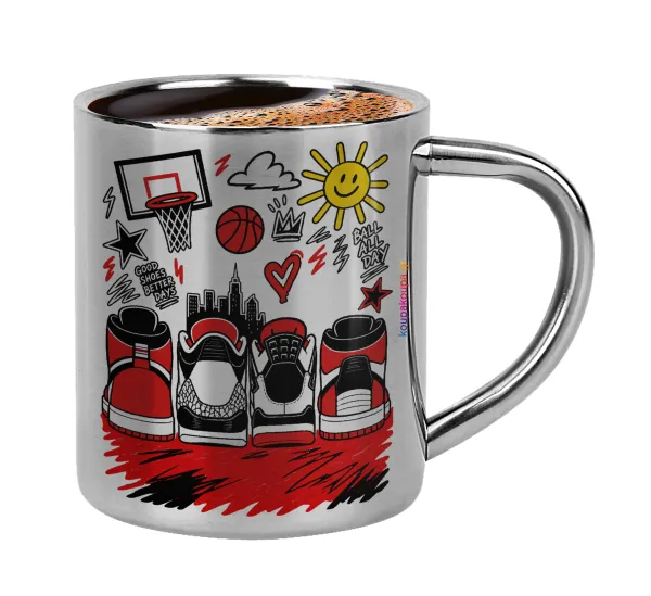 Streetware bascet — Double-wall metal cup for espresso (220ml)