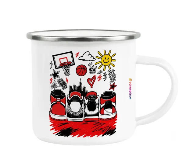 Streetware bascet — Metallic enamel cup white 360ml