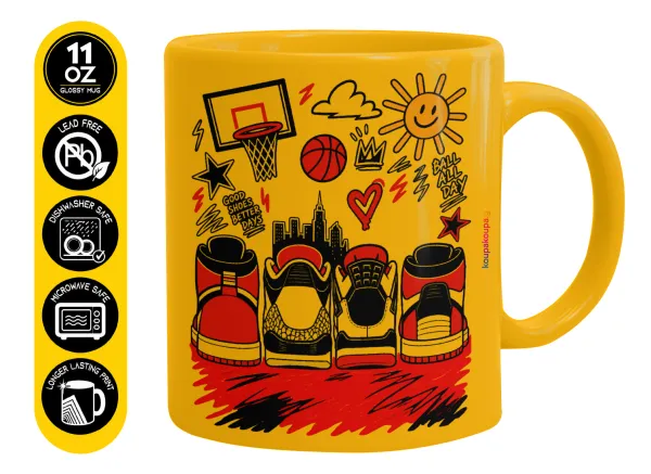 Streetware bascet — Ceramic coffee mug yellow, 330ml