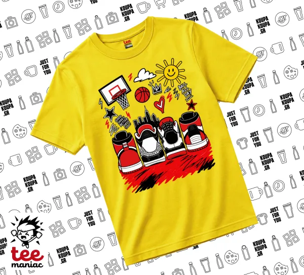Streetware bascet — Κίτρινο Άνετο παιδικό T-Shirt από 100% βαμβάκι, για κάθε μέρα. Vegan & OEKO-TEX πιστοποιημένο.