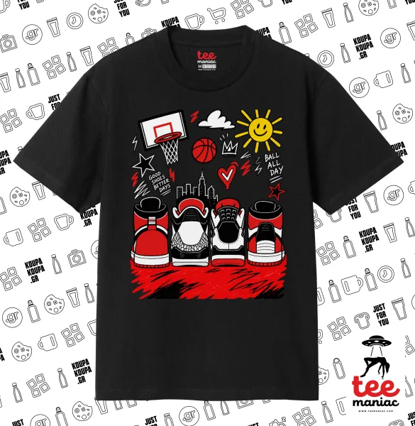 Streetware bascet — ΜΑΥΡΟ Κλασικό T-Shirt, διπλής ραφής, χωρίς πλευρικές ραφές από 100% βαμβάκι. Vegan & OEKO-TEX πιστοποιημένο.