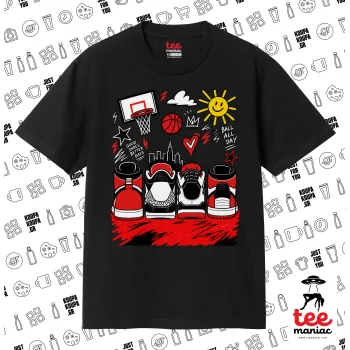Streetware bascet, ΜΑΥΡΟ Κλασικό T-Shirt, διπλής ραφής, χωρίς πλευρικές ραφές από 100% βαμβάκι. Vegan & OEKO-TEX πιστοποιημένο.