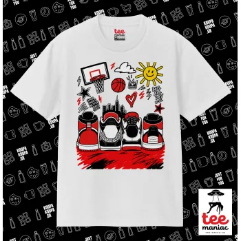 Streetware bascet, ΛΕΥΚΟ Κλασικό T-Shirt, διπλής ραφής, χωρίς πλευρικές ραφές από 100% βαμβάκι. Vegan & OEKO-TEX πιστοποιημένο.