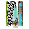 Easter Set, Metallic green/white thermos (Stainless steel), double-walled, 500ml & scented flat Easter candle (30cm) (TURQUOISE)