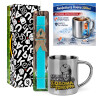 Easter Set, metallic thermal cup (300ml) & aromatic flat Easter candle (30cm) (TURQUOISE)