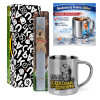 Easter Set, metallic thermal cup (300ml) & Easter aromatic flat candle (30cm) (GRAY)
