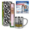 Easter Set, metallic thermal cup (300ml) & aromatic flat Easter candle (30cm) (PINK)