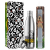 Easter Set, metallic stainless thermos flask (500ml) & scented flat Easter candle (30cm) (GRAY)