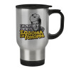 Stainless steel travel mug with lid, double wall 450ml