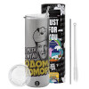 Tumbler stainless steel Silver 600ml, with metal straw & cleaning brush