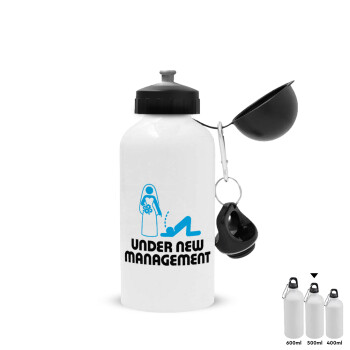 Under new Management, Metal water bottle, White, aluminum 500ml