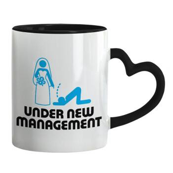 Under new Management, Mug heart black handle, ceramic, 330ml