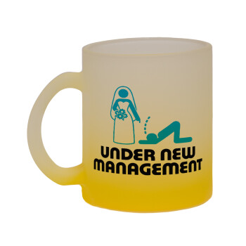 Under new Management, Κούπα γυάλινη δίχρωμη με βάση το κίτρινο ματ, 330ml