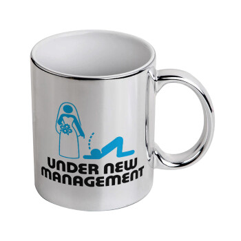 Under new Management, Mug ceramic, silver mirror, 330ml