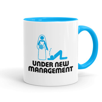 Under new Management, Mug colored light blue, ceramic, 330ml