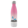 Μεταλλικό παγούρι θερμός Ροζ/Λευκό (Stainless steel), διπλού τοιχώματος, 500ml