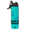 Metallic water bottle with safety lid, 850ml aluminum