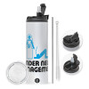 Travel Tumbler 2 Lids, with metal straw & cleaning brush (Stainless steel 304 Food grade, BPA free, 600ml)