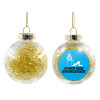 Transparent Christmas tree ball ornament with gold filling 8cm