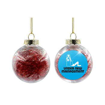 Under new Management, Transparent Christmas tree ball ornament with red filling 8cm