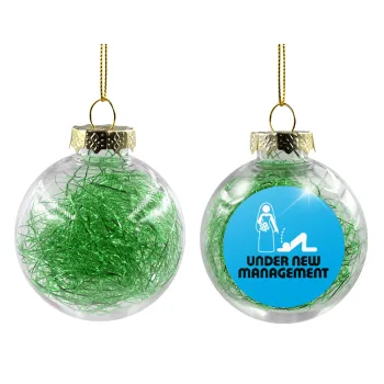 Under new Management, Transparent Christmas tree ball ornament with green filling 8cm