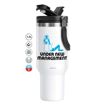 Under new Management, Mega Stainless steel Tumbler with lid, double wall 1,2L