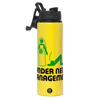 Under new Management, Μεταλλικό παγούρι νερού με καπάκι ασφαλείας, αλουμινίου 850ml