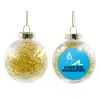 Transparent Christmas tree ball ornament with gold filling 8cm