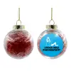 Transparent Christmas tree ball ornament with red filling 8cm