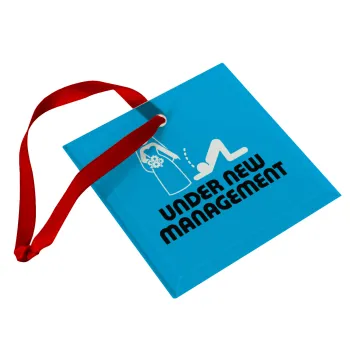 Under new Management, Christmas ornament, glass square ornament 9x9cm