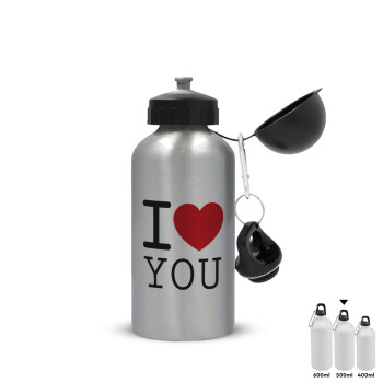 I Love you classic, Metallic water jug, Silver, aluminum 500ml