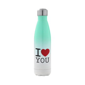 I Love you classic, Metal mug thermos Green/White (Stainless steel), double wall, 500ml
