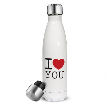 I Love you classic, Metal mug thermos White (Stainless steel), double wall, 500ml