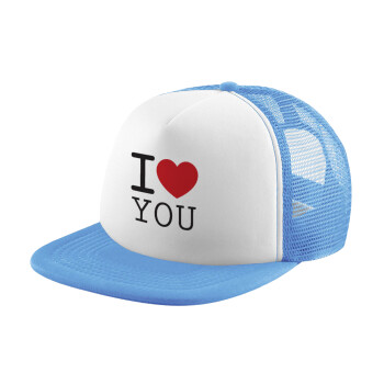I Love you classic, Καπέλο Soft Trucker με Δίχτυ Γαλάζιο/Λευκό