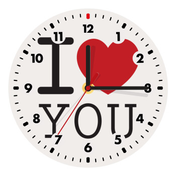 I Love you classic, Wooden wall clock (20cm)
