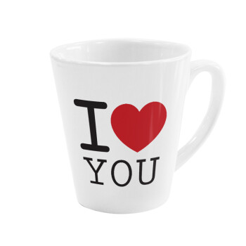 I Love you classic, Κούπα κωνική Latte Λευκή, κεραμική, 300ml