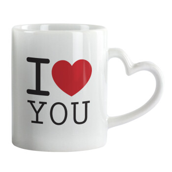 I Love you classic, Mug heart handle, ceramic, 330ml