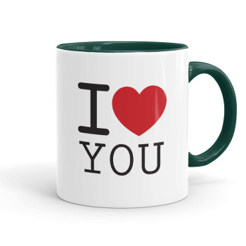 I Love you classic, Mug colored green, ceramic, 330ml