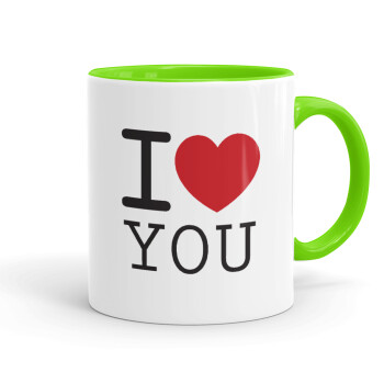 I Love you classic, Mug colored light green, ceramic, 330ml