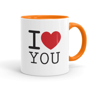 I Love you classic, Mug colored orange, ceramic, 330ml