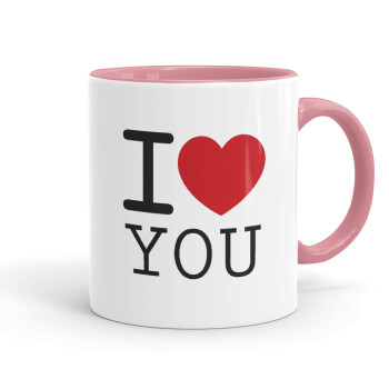 I Love you classic, Mug colored pink, ceramic, 330ml